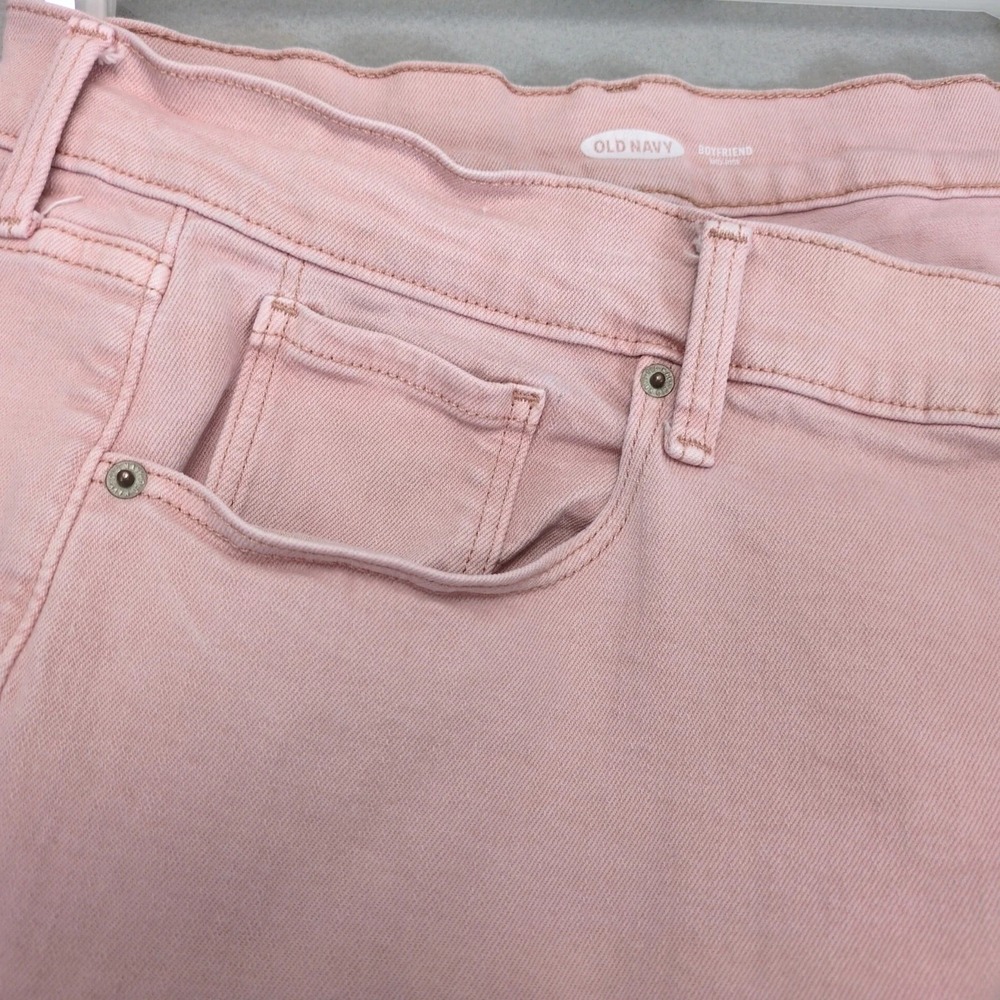 Old Navy Boyfriend Mid-Rise Pink Jeans Womens 16 38x28" Stretch Denim Coquette - Picture 7 of 8
